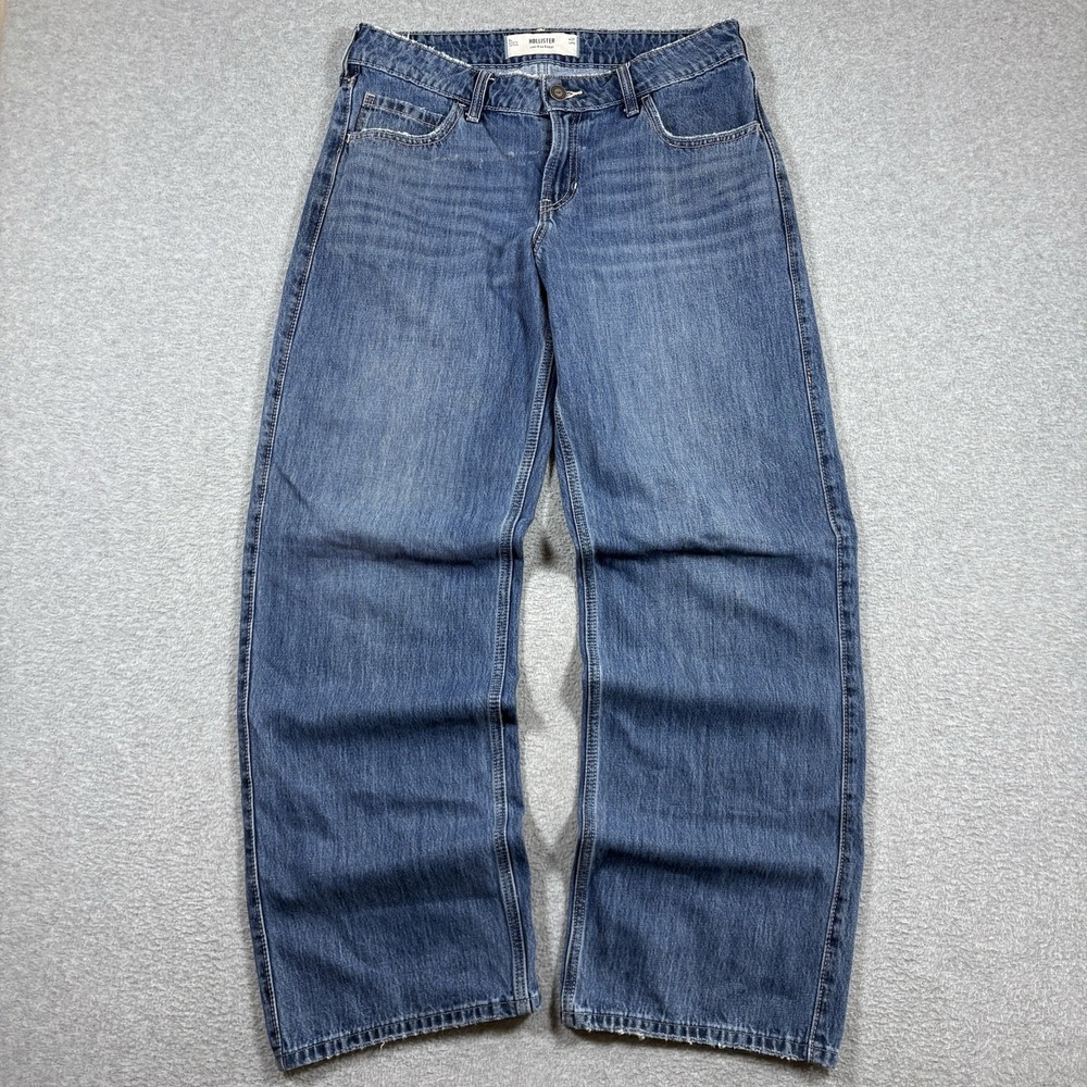 Hollister Low Rise Baggy Jeans Womens 8L W29 (31x32) Y2K Blue Medium Wash Denim